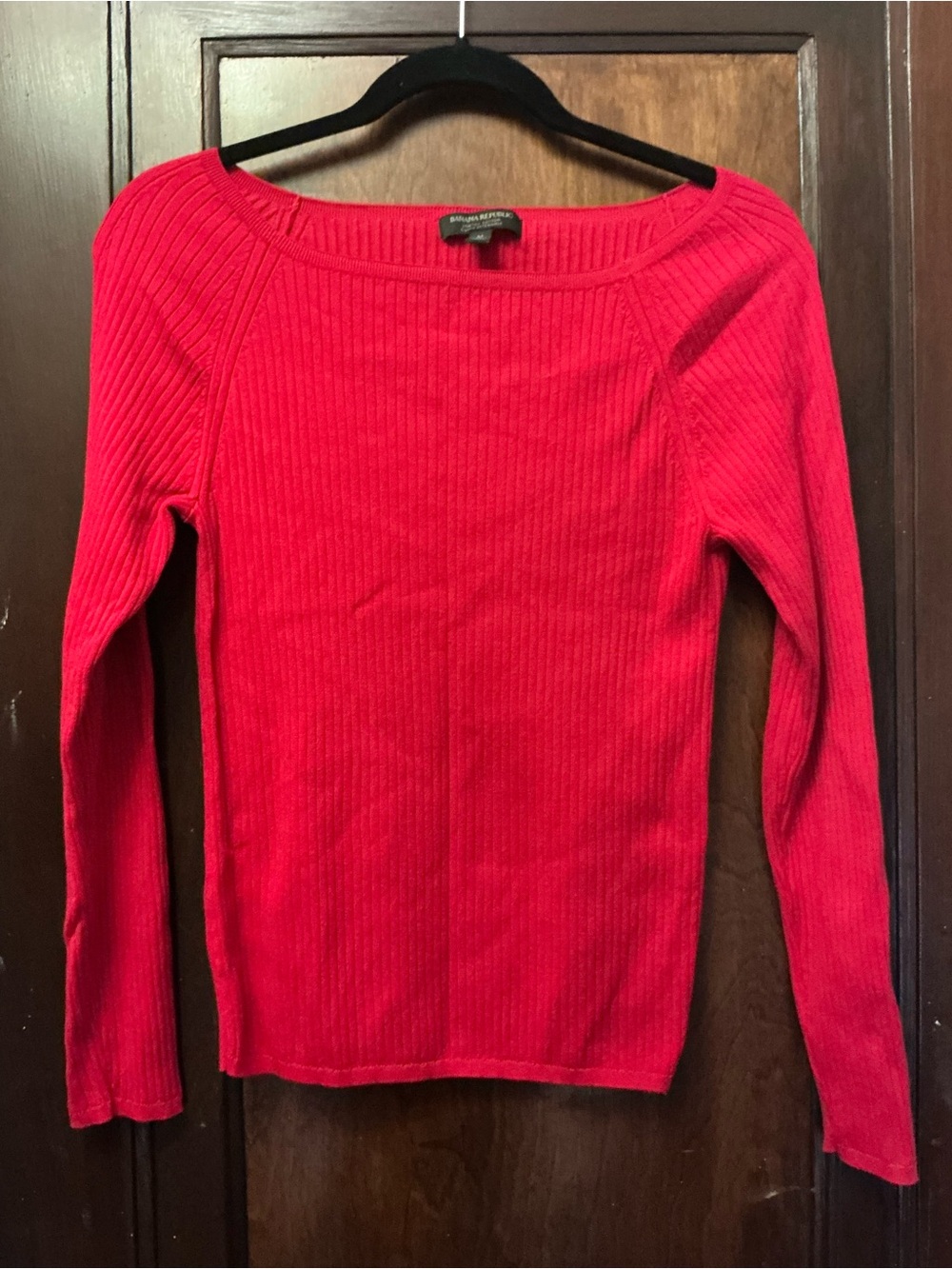 Banana Republic Ribbed Boatneck Sweater | Stretch Cotton | Red | M